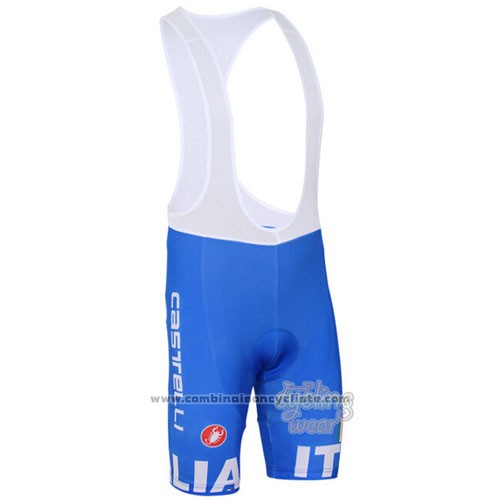 2016 Maillot Cyclisme Italie Blanc et Bleu Manches Courtes et Cuissard